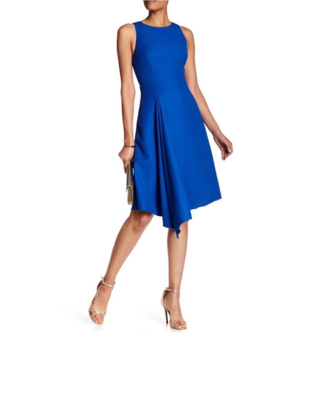 Ted Baker Asymmetrical Sleeveless Royal Blue A-Line Dress
